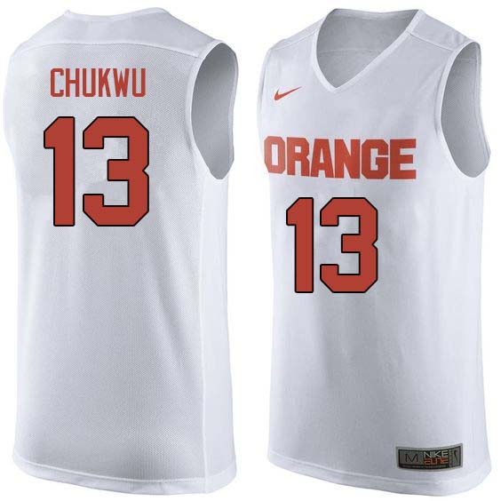Men #13 Paschal Chukwu Syracuse White College Basketball Jerseys Sale-White